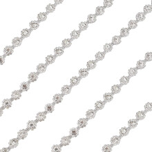 1 Yard Rhinestone Trim Chain – Sparkly Sew-On Applique for DIY Bridal, Costume & Home Embellishment – Compatible with Silver