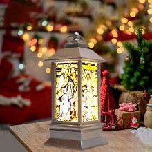Christmas Nativity Sets Night Light 1 pcs Gray Plastic Christmas Ornaments, Festive Spirit Cottage Decor for Christmas Party Decor