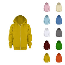 Sweat-shirt uni à fermeture éclair, veste à capuche longue, manches courtes, pour filles, enfants et garçons