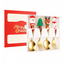 Christmas Forks & Spoons Set, 2/4-Pc Stainless Steel Cutlery with Dessert Spoons & Fruit Forks, Gift Box Included