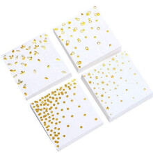 100pk Gold Napkins, 4 Designs, 3-Ply, 5"x5", Disposable Bar & Party Napkins for Wedding, Baby Shower, Birthday – Compatible with 2023