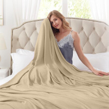 Spandex Blankets Lightweight and Cozy Beige Modern for All-Season Coziness on Couch or Bed Cooling Technology Solid 39.3x35.4 Inches
