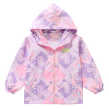 Girls Lightweight Windbreaker Jacket For Spring Autumn Breathable Outdoor Coat With Zipper Pockets, Purple, 7-8 Years