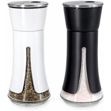 Farmhouse Salt and Pepper Shakers - Salt Shaker with Adjustable Pour Holes for Himalayan, Kosher, Black and White