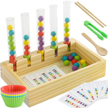 Jucărie educativă Montessori din lemn, numărătoare și culori