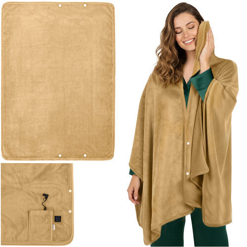 Heated Electric Blanket, USB-Powered, 160x90 cm, Beige