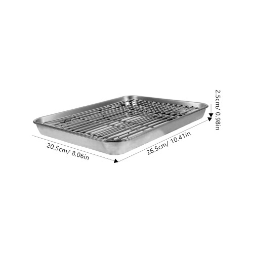 2 Piezas Bandeja Hornear Rectangular Acero Inoxidable 26X20X2,5 Cm 2