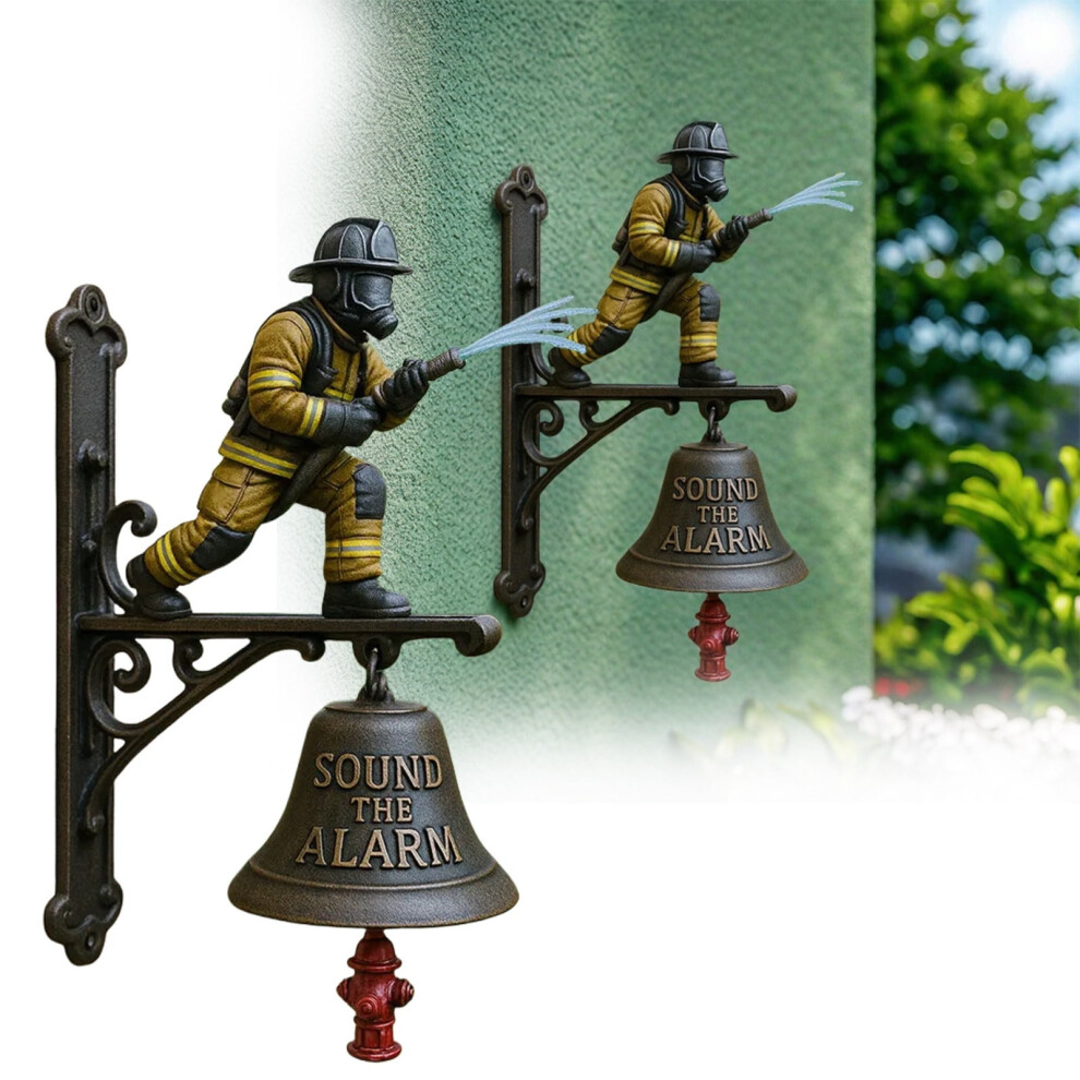 Firefighter Hydrant Wall Bell Â Commemorative Doorbell 25Cm/9.8In Metal & Resin Wall Mount Bell For Patio Porch Home & Fence Decor 9340959235148