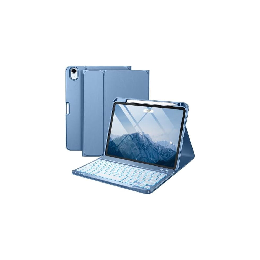 Compatible With Ipad Air 11-Inch/10.9" (5Th/4Th Gen) Case W/ Backlit Detachable Keyboard, Folio Cover & Pencil Holder Â Blue 9193271063100