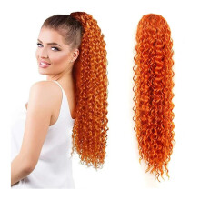 Deep Curly Ponytail Extensions Long Curly Wave Drawstring Fake Tail for Women Synthetic Ponytail