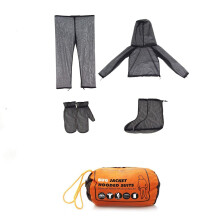 4 Pieces Mosquito Net Suit – Jacket Hood & Pants & Mitts & Socks Sets, Light-Weight & Breathable Mesh Clothing, L