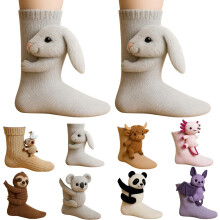 3D gebreide dierensokken van katoen, dubbellaags, warm en comfortabel, origineel.