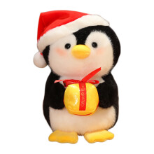 Ensemble de peluches Père Noël et Pingouin avec chapeaux de fête, jouets en peluche doux pour la décoration intérieure (Noir)