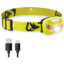 USB-C Rechargeable LED Headlamp - Super Bright, Lightweight Lamp for Running, Camping, Hiking & Work - Comfortable Fit for Adults &