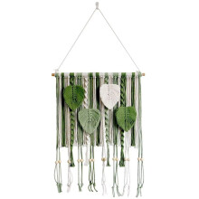 Nordic Leaf Woven Macrame Bookshelf Tassel Tapestry Wall Hanging Living Room Bedroom Home Hotel Decoration