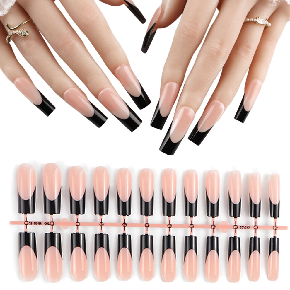 600x/Box French Tip False Nails Almond Press On Artificial Nails Full Cover On Manicures Supplies