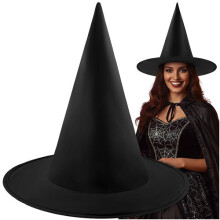 Hexenhut, schwarzer Polyester, Einheitsgröße, Halloween