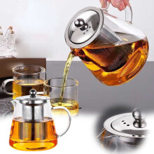 Tea Set With Fire Explosion Proof Glass Kettle & Cups High Borosilicate Glass Tea & Water Separation Design
