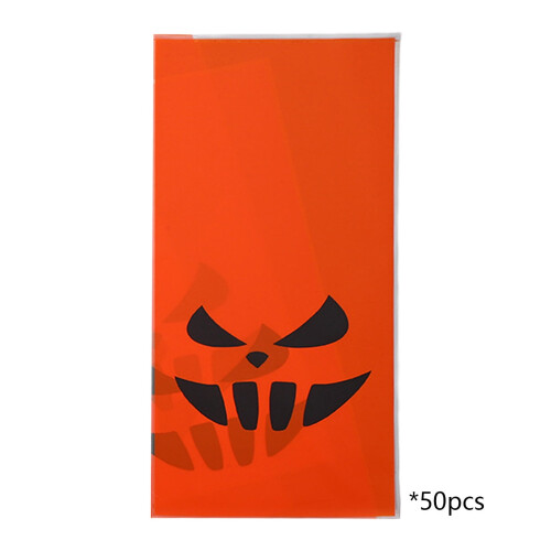 50 τεμάχια σακουλάκια για λιχουδιές Halloween, επίπεδες σακούλες από σελοφάν με σχέδιο