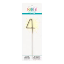 Vela Number4 Sparkler Flame, Cera, 17,8 cm