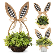 Handgeflochtene Hasenohren im böhmischen Stil | Naturrattan für Ostern & Zuhause