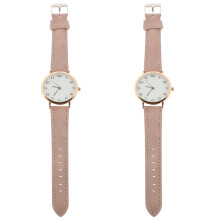 2Pcs Pink Adjustable Strap Wrist Watch Stylish Casual Accessory