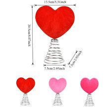 Décoration de sapin en forme de cœur en peluche de 20,6 cm pour la Saint-Valentin, rose tendre, avec socle – Mini sapin romantique et décoration