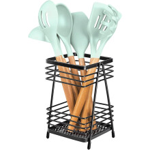 Utensil Holder for Kitchen Counter, Stainless Steel Kitchenware Rack, Tableware and Cooking Utensils for Kitchen Organization & Storage (1, Black)