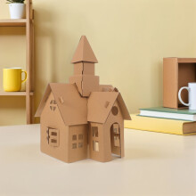 6Pcs DIY Cardboard House Kit Khaki for Creative Building and Coloring Fun
