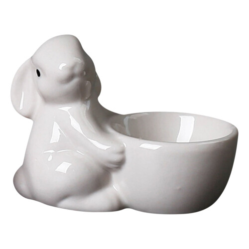 Ceramic Rabbit Egg Cup, Easter Bunny Egg Holder for Soft-Boiled Eggs, Home Decor Kitchen Utensil, 3.5"x2.6", 1 Pack