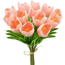 Artificial Tulips Light Pink 12 Stems 13.5 Inch