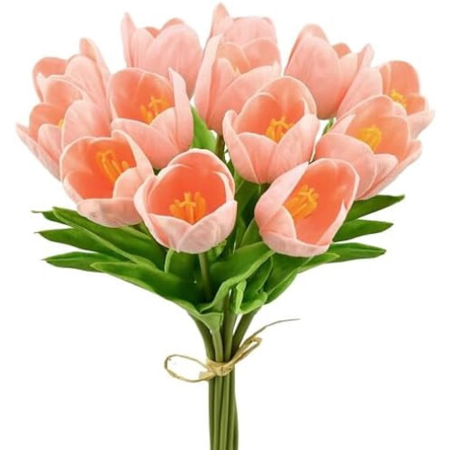 Artificial Tulips Light Pink 12 Stems 13.5 Inch