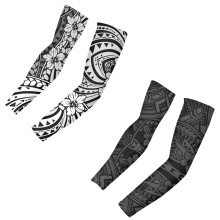 Women's Summer Sun Protection Arm Sleeves Ice Silk Fabric with Retro British Print Cooling UV Sun Sleeves for Driving & Outdoor Black M