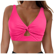 Bikini Tops for Women Tankini Tops Cropped Knot Twist Cut Out Adjustable Swimsuit Top Beach Bathing Suit Top Only