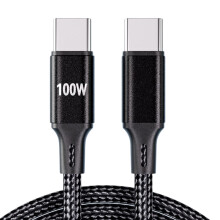 Cabo de carregamento USB-C de 100 W de alta potência, tipo C para tipo C, 1 m, trançado em nylon, para carregamento rápido de iPhones 15, 16 e