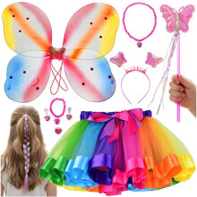 Conjunto de fantasia de borboleta infantil, asas e acessórios.