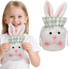 Oster-Süßigkeitentüten aus Plüschhasen – Geschenktüten mit Kordelzug (1
