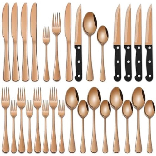 Rose Gold Flatware Set 24-Piece for 4 People