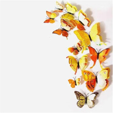 3D Butterfly Wall Stickers (12pcs, Yellow) – DIY Art Decor, Compatible with Home, Living Room, Party & Kids' Birthday