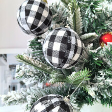 Christmas Fabric Ball Ornaments Set of 6 Black