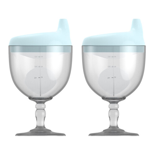 2Pcs Baby Training Cups Sky-Blue Spill Proof Pc Plastic Sippy Cups