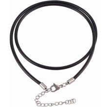10PCS 3mm Thin Genuine Leather Cord Necklaces Black Round Real Leather Wax Rope Chain Necklace 18 Inch with Silver Clasps Stainless Steel Extender