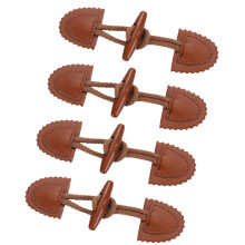 4Pcs Coat Toggle Buttons Accessories Simple Garment Buttons PU Leather Practical Brown