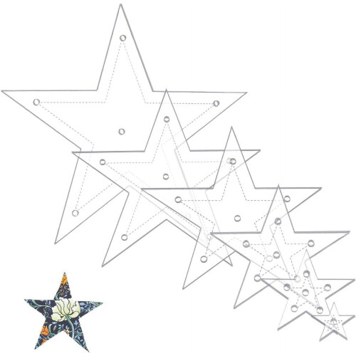 Clear Acrylic Star Sewing Templates 6-Pcs 6 Sizes