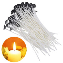 Pekkaxy Smokeless Pre-Waxed Candle Wicks with Metal Tabs, 100 Pack Cotton Core Candle Making Supplies