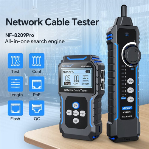 NOYAFA NF-8209Pro Network Cable Tester Cat5 Cat6 PoE Cable Tracker Tester Detect Length Continuity Test with NCV & Lamp 1
