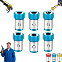 Magnetic Screwdriver Head Ring Set, 1/4" (6.35mm), Removable Anti-Slip Holder for Household & Mechanics (Blue6)