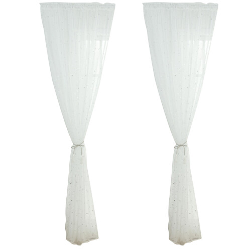 Chic Star Pattern Short Curtains White 1set