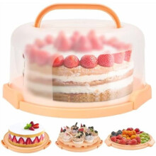 BPA-Free Cake Stand with Lid for 10" Cakes, Cupcake & Pie Carrier – Two-Sided Base, 2 Handles, Compatible with Standard Transport