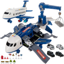 Polizeiflugzeug-Spielset mit Autos und faltbarem Parkplatz